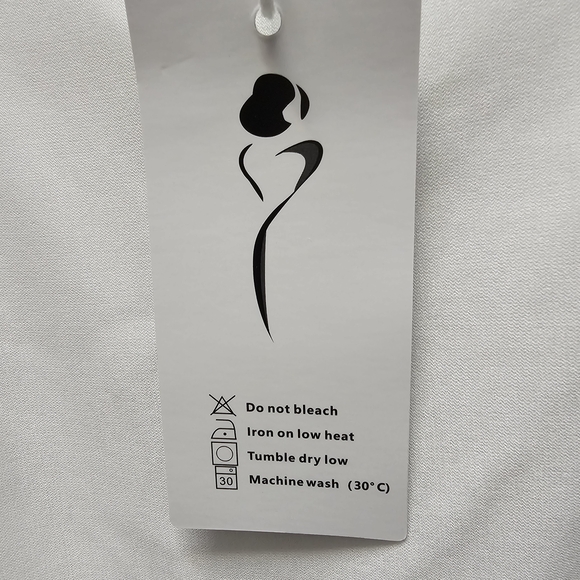 XL OFEEFAN Chic White Puff Sleeve Mini Dress NWT Feminine Tie Back Neckline - Picture 4 of 7